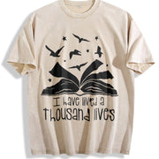 I Have Lived a Thousand Lives Vintage Washed T-Shirt in Beige