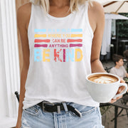 Be Kind Women's Color Cotton Tank Top in White