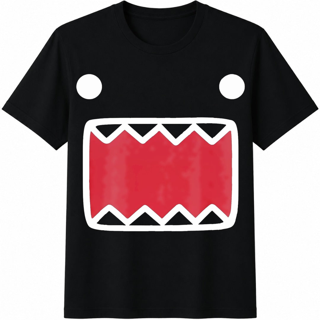 Domo Monster Face Cotton T-Shirt in Black