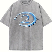 Retro Halo 2 Gaming Vintage Washed T-Shirt in Gray