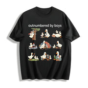 Outnumbered by Boys Goose Cotton T-Shirt in Black