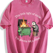 Parody : Dumpster Fire Possum Mental Health vintage washed oversized T-shirt in Red