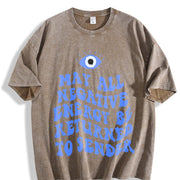Y2K Evil Eye Energy Shield Send Back The Bad Vibes vintage washed oversized T-shirt in Brown