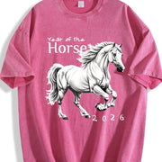 Galloping Horse Year of the Horse Vintage Washed T-Shirt in Red