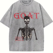 GOAT Skeleton Fire White Vintage Washed T-Shirt in Gray