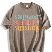 Pastel Pink & Ora Coastal Vintage Washed T-Shirt in Brown