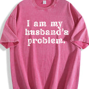 I'm My Husband's Problem Wife Vintage Washed T-Shirt in Red