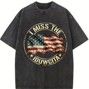 I Miss the American Flag Vintage Washed T-Shirt in Black