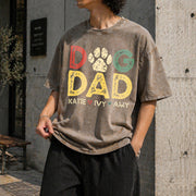 Dog Dad Personalized Pet Vintage Washed T-Shirt in Brown