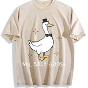 Silly Goose Couple T-Shirtst Married Couple Matching vintage washed oversized T-shirt in Beige