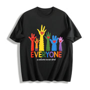 Everyone Is Welcome on Our Street Cotton T-Shirt in Black