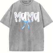 Mama Birthday for Mom Vintage Washed T-Shirt in Gray