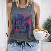 Patriotic Eagle USA Women's Color Cotton Tank Top in Gray