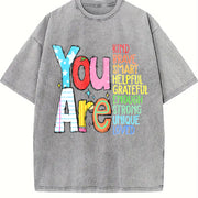 You Are Kind Back to School Vintage Washed T-Shirt in Gray