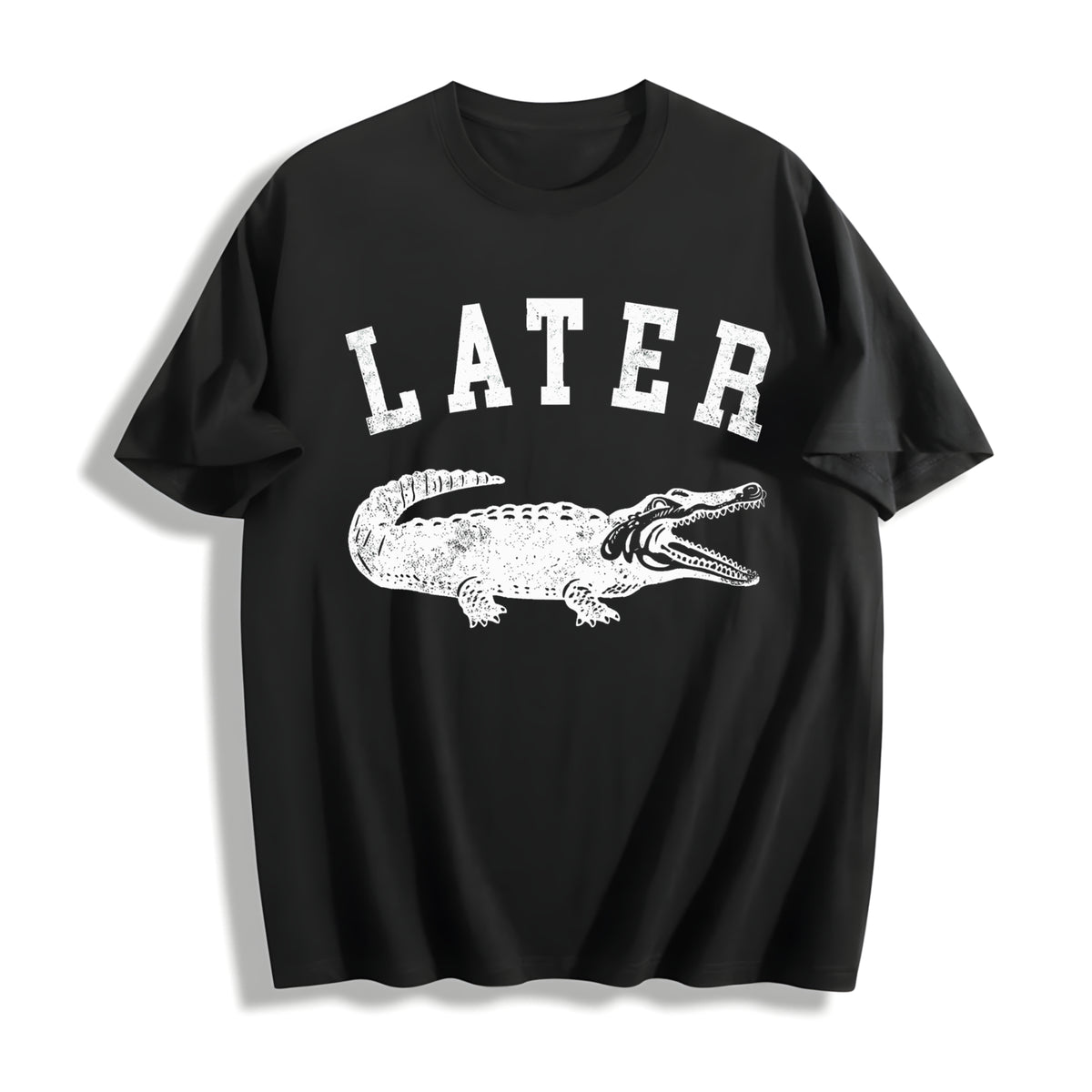 Later Alligator Gator Joke Saying for Ladies Cute Ladies Cotton T-Shirt in Black
