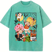 Rainbow Bright Brite Halloween 90s Halloween vintage washed oversized T-shirt in Blue