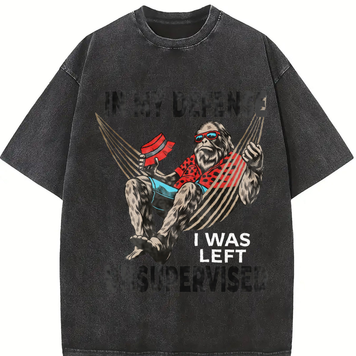 In My Defense I Was Left Unsupervised Classic Vintage Washed T-Shirt in Black