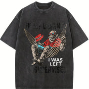 In My Defense I Was Left Unsupervised Classic Vintage Washed T-Shirt in Black