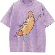 Hotdog: Cute Hotdog Vintage Washed T-Shirt in Purple