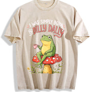 I Was Simply Born Dİlly Dally Vintage Washed T-Shirt in Beige