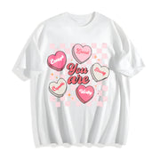 Valentine's Day Loose- Basic Stylish Cotton T-Shirt in White