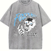 Skull Tank Punk Sleeveless Muscle Vintage Washed T-Shirt in Gray