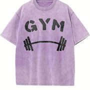 Gym Barbell Vintage Washed T-Shirt in Purple