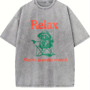 Chill Raccoon Relax Nothing Is Under Control Trash Panda Vintage Washed T-Shirt in Gray