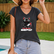 Elegant & Edgy Oops Black Cat Whoops Tank Women's Color Cotton Tank Top in Gray