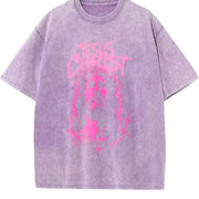 Jesus Christ Bold Christian Faith Crown of Thorns Vintage Washed T-Shirt in Purple