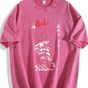 Baki Hanma Anime vintage washed oversized T-shirt in Red