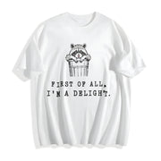 I'm a Delight Cute Raccoon Cotton T-Shirt in White