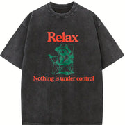 Chill Raccoon - Relax Nothing Is Under Control Trash Panda vintage washed oversized T-shirt in Black