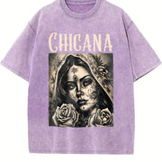 Chicana Chola Style Lowrider Mexican American Latina vintage washed oversized T-shirt in Purple
