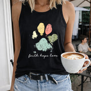 Faith Hope Love Women's Color Cotton Tank Top in Black