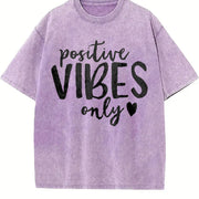 Positive Vibes Only Good Vibes Only Positive Vibes Only Vintage Washed T-Shirt in Purple