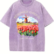 Lisse Netherlands Gardens of Netherlands Vintage Washed T-Shirt in Purple