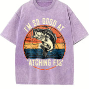 I'm So Good at Catching Fish Vintage Washed T-Shirt in Purple