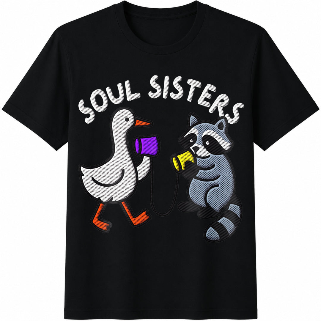 Embroidered Bestie Cotton T-Shirt in Black