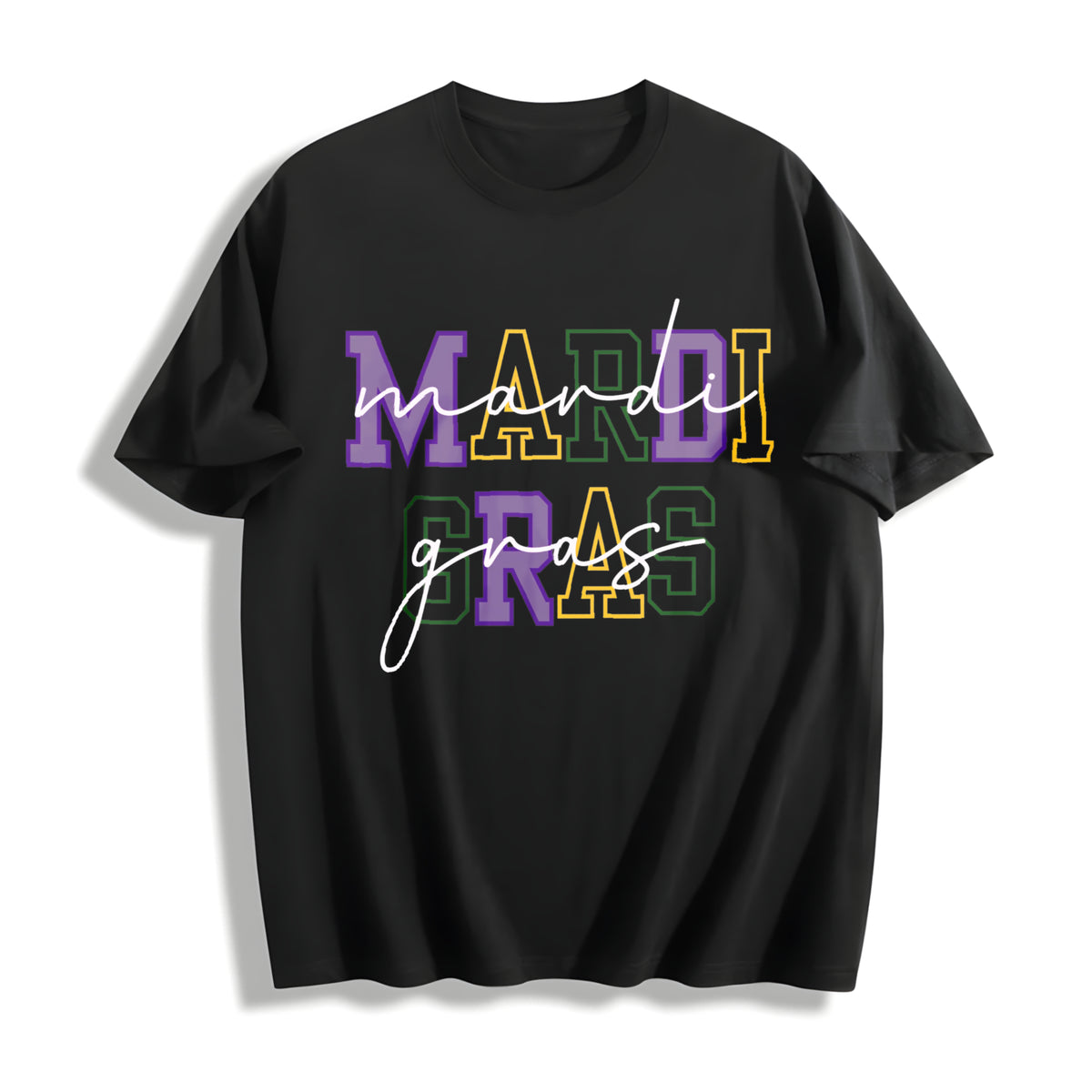 Mardi Gras Carnival New Orleans Cotton T-Shirt in Black
