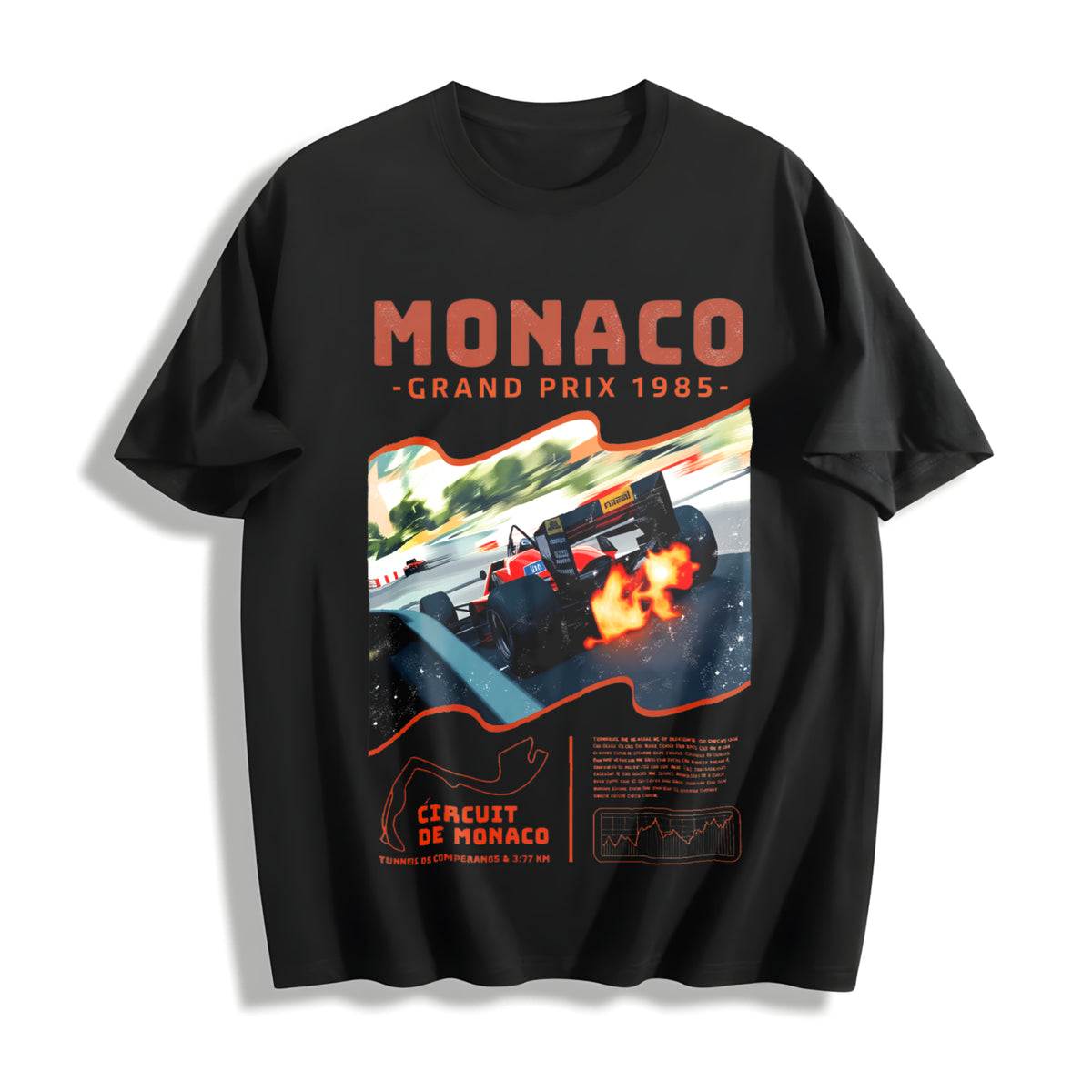 Monaco 1984 Classic 90s Cotton T-Shirt in Black