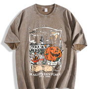 With a Patterned Vintage Washed T-Shirt in Brown