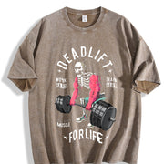 Deadlift Forever Vintage Washed T-Shirt in Brown