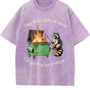 Raccoon Dumpster Fire This Little Light of Mine vintage washed oversized T-shirt in Purple