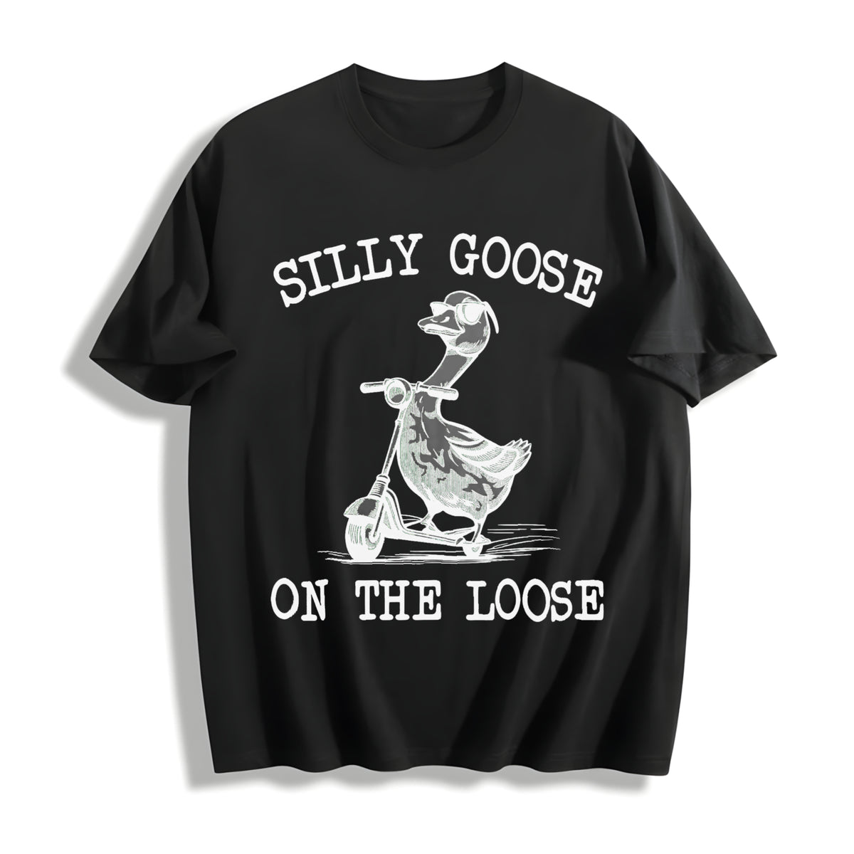Silly Goose on the Loose Cotton T-Shirt in Black