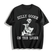 Silly Goose on the Loose Cotton T-Shirt in Black