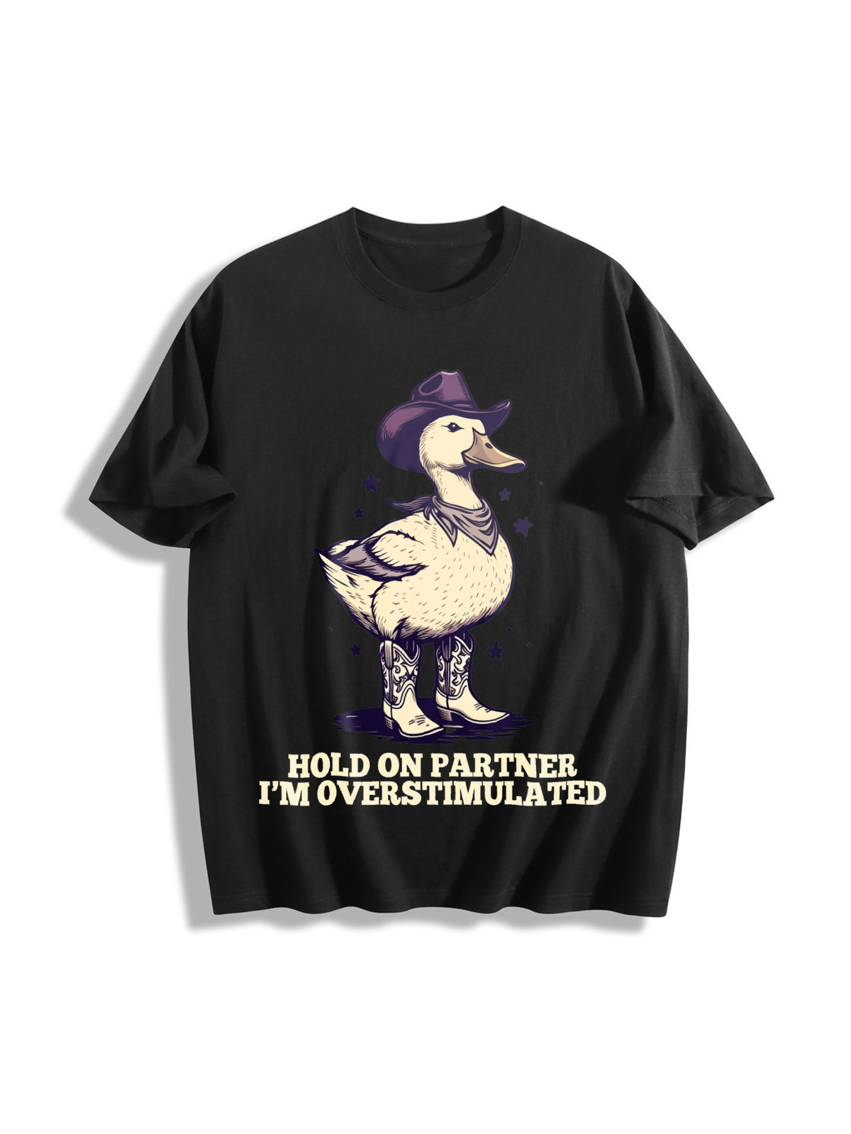Hold on Partner I’m Overstimulated Unhinged Cotton T-Shirt in Black