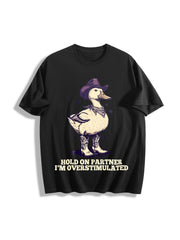 Hold on Partner I’m Overstimulated Unhinged Cotton T-Shirt in Black