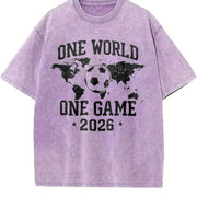 One World One Game 2026 Vintage Washed T-Shirt in Purple