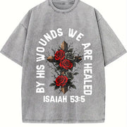 Saved by Grace Christian Vintage Washed T-Shirt in Gray